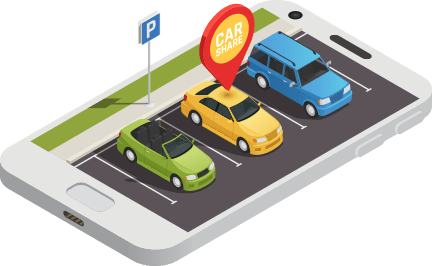 スマートフォンと駐車場のイラスト