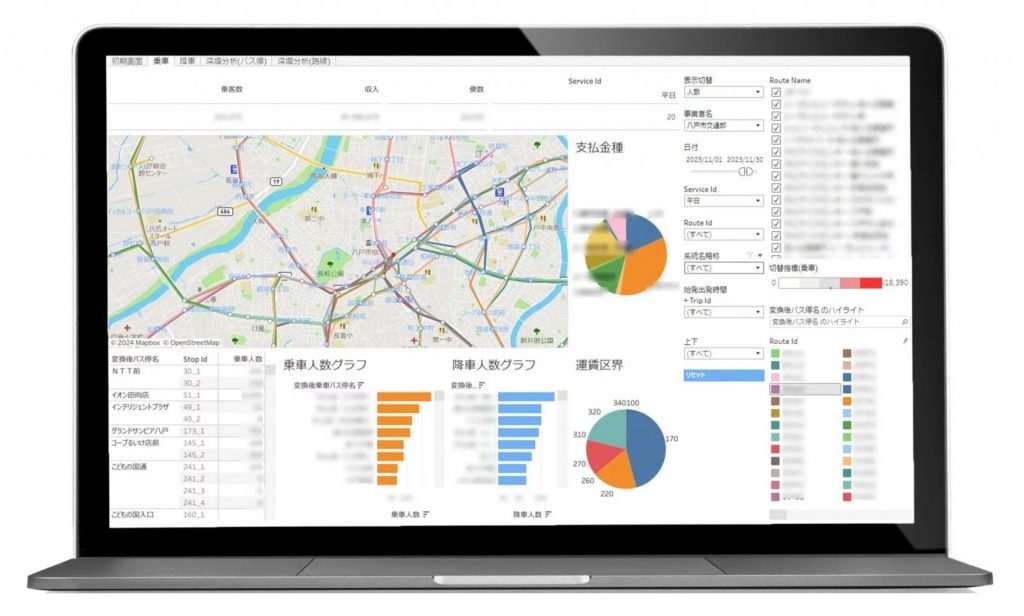 バスICカード乗車データ可視化画面イメージ